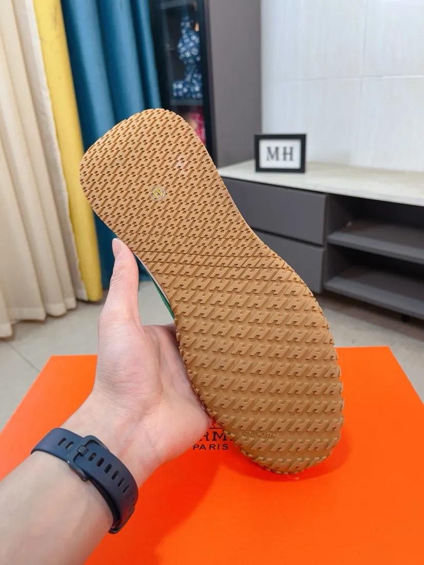 Men's shoes 💰480🌸🌸[HERMES] Hermès sneakers, the upper is made of calfskin and suede, imported materials, full of texture, the lightweight sole is decorated with contrasting patterns, creating a versatile fashion style. Size: 38-44, 45 customized